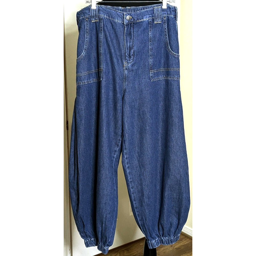 Anthropologie Pilcro Jeans Womens 32 Blue Wharfside HighRise Jogger Baggy Barrel